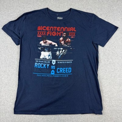 Funko Rocky Bicentennial Fight T Shirt Mens L Navy Balboa vs Apollo Creed Boxing
