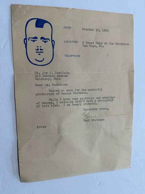 autographed letter 1961 PAUL WHITEHEAD bandleader orchestra POTATO HEAD Gershwin