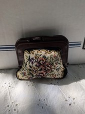 Vintage Floral Needlepoint Lucite Coin Purse