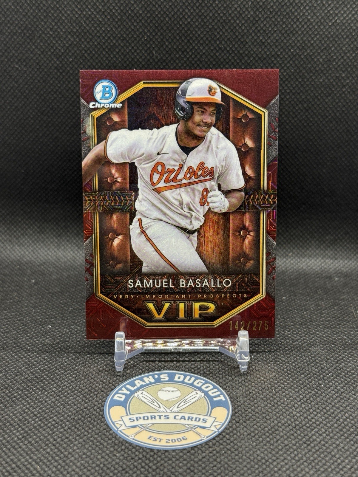 2025 Bowman Vip Very Important Prospects Samuel Basallo VIP-4 Burgundy Mojo /275