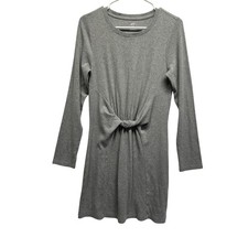 Aerie Ribbed Twist Front Dress Gray Large