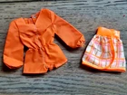 Vintage BARBIE Doll Body Blouse & Skirt #1451 TANGERINE SCENE 1970