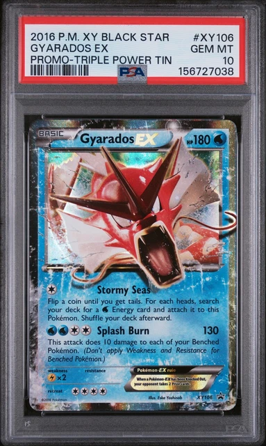 2016 POKEMON XY BLACK STAR PROMO TRIPLE POWER TIN #XY106 GYARADOS EX PSA 10