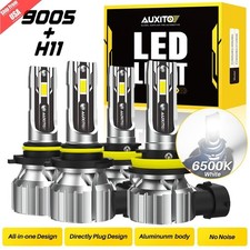 AUXITO Combo 4 9005 H11 LED Headlight Kit Bulbs High Low Beam White 100000LM E2