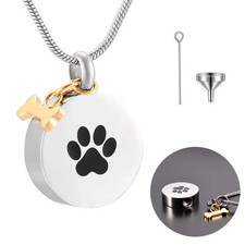 Pet Cremation Jewelry Paw Print Urn Necklace for Ashes for Human Stainless Steel