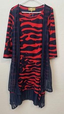 Vtg Donna Vinci L Couture 2 Piece Red Blue Animal Print Skirt Tunic Artsy
