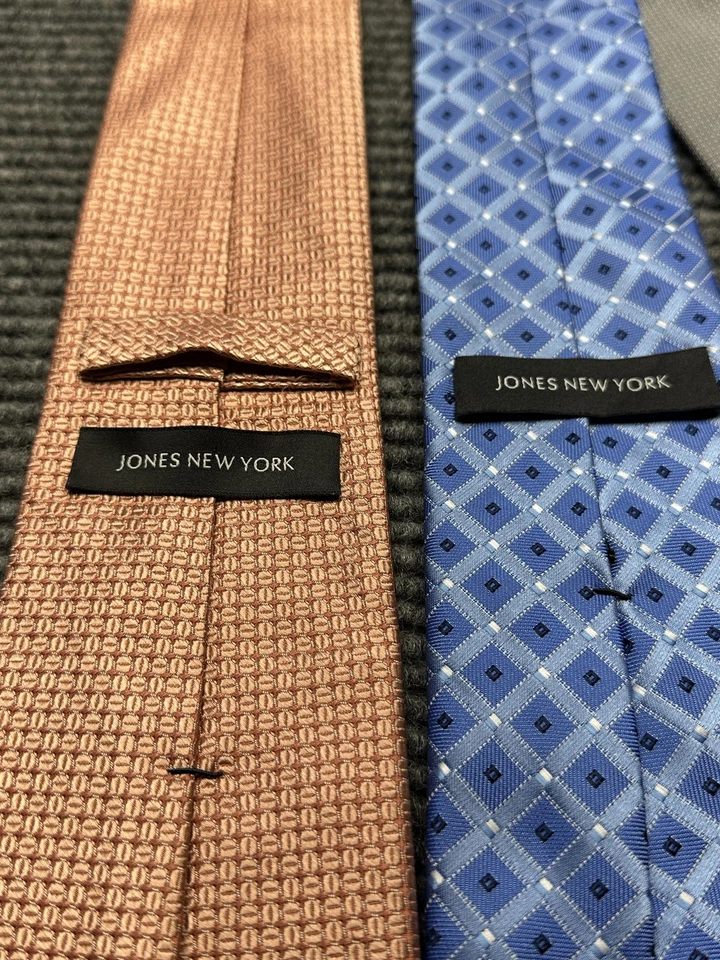 Corbatas Jones New York Para Hombre Talla Única Azul Melocotón Gris Lote de 3 Diamantes Geométricos Foto 4 de 4