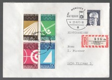 1972 Germany Olympic Games Munich Registered Cover. NOT FDC
