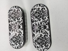 Brighton Eyeglass Sunglass Case Metal Black White Design Tin Holder