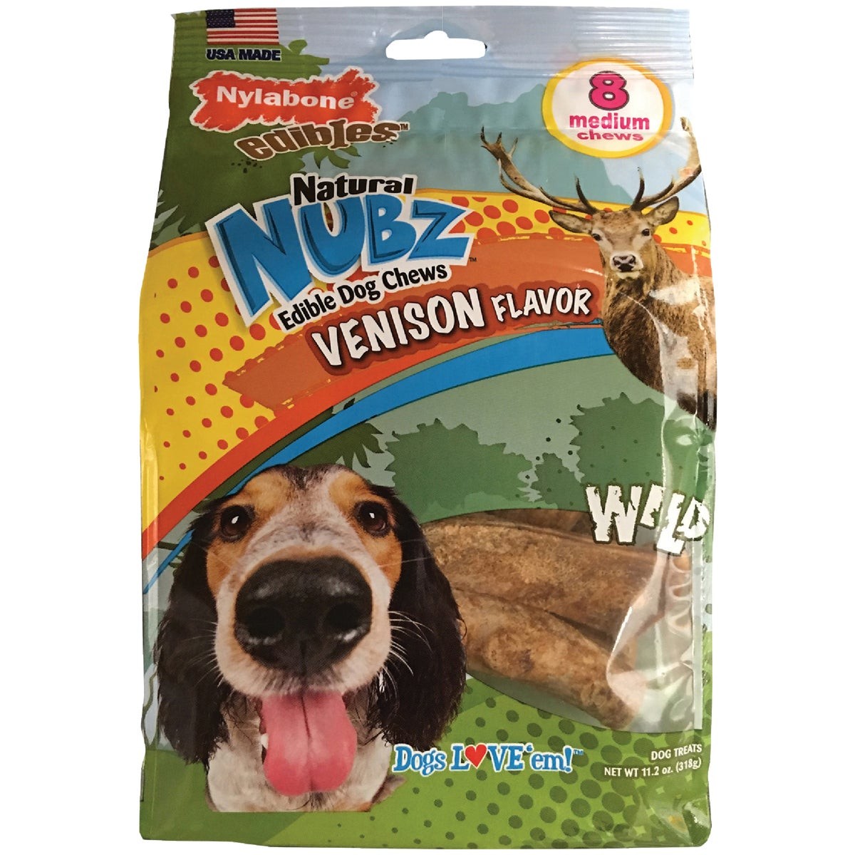 Nylabone Edibles Natural Nubz Venison Antler Chew Bone (8-Pa