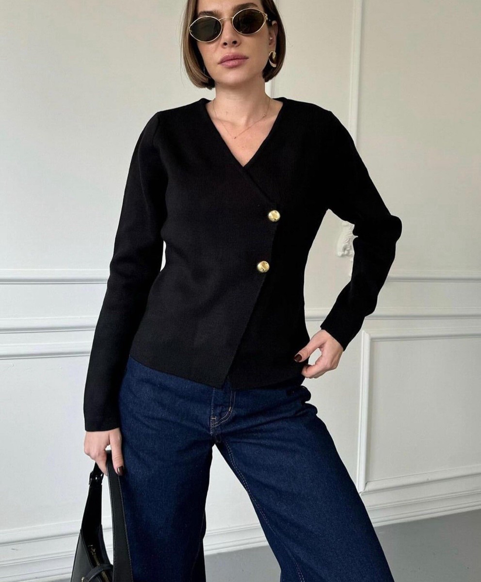 Zara Black Asymmetric Knit Cardigan Size: S 4192/124 NWT | eBay