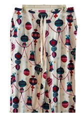 Soma Drawstring PJ Long Pant Glass Ornaments Cheer Ivory Stretch Comfort Size M