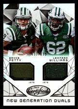 2015 CERTIFIED BRYCE PETTY LEONARD WILLIAMS NEW GENERATION DUAL JERSEY /799 JETS