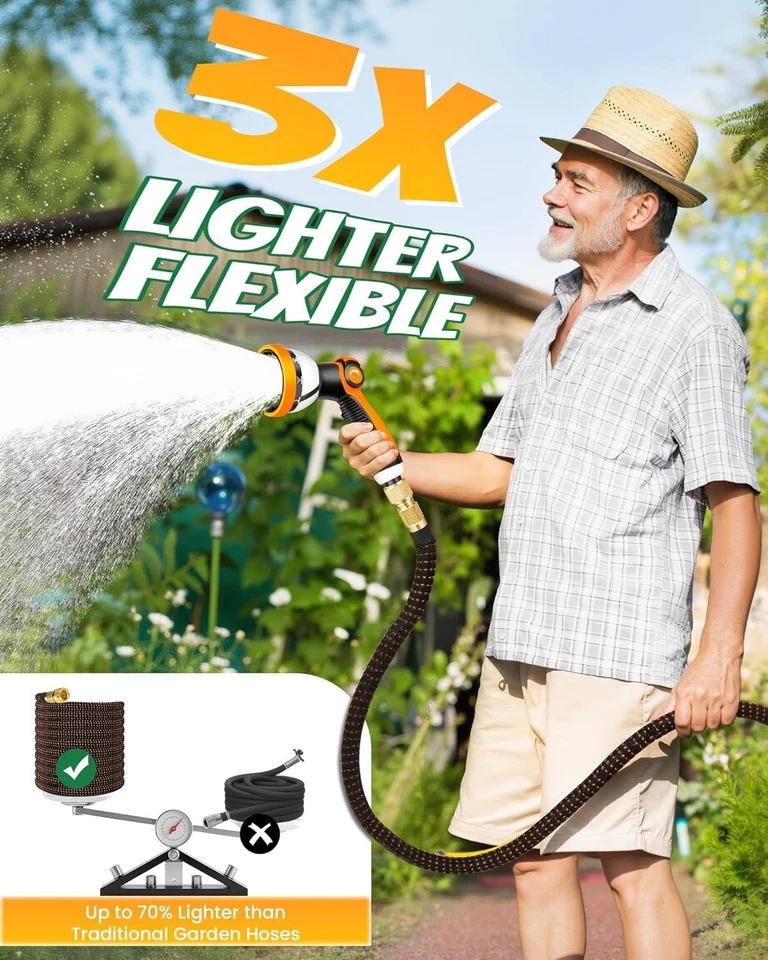Expandable Garden Hose - 100FT (30M) Copper Bullet with 10 Function Spray Nozzle - image 2 of 4