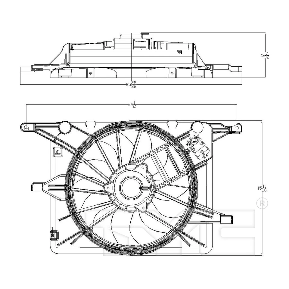 Conjunto de ventilador condensador y radiador doble TYC 621830 para Sky Solstice 06-10 Foto 3 de 4