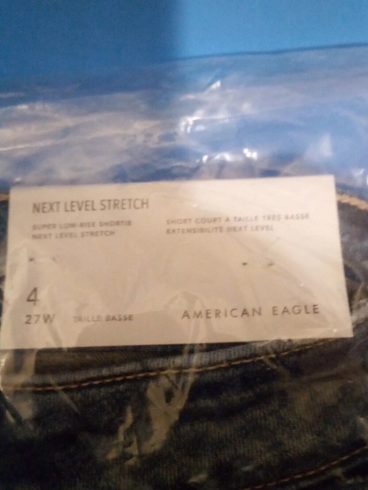 RARE AMERICAN EAGLE SUPER LOW-RISE SHORTIE- NEXT LEVEL STRETCH SIZE 4 WAIST 27 image 7