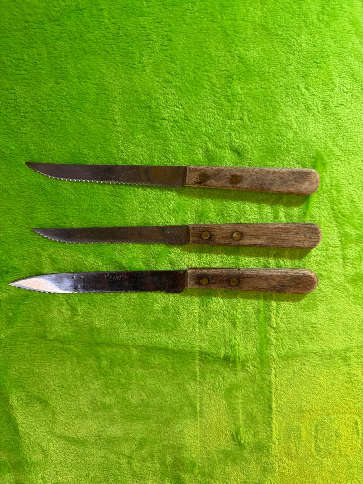 Stainless Steel Japan Serrated Steak Knives Set with Wooden Handles