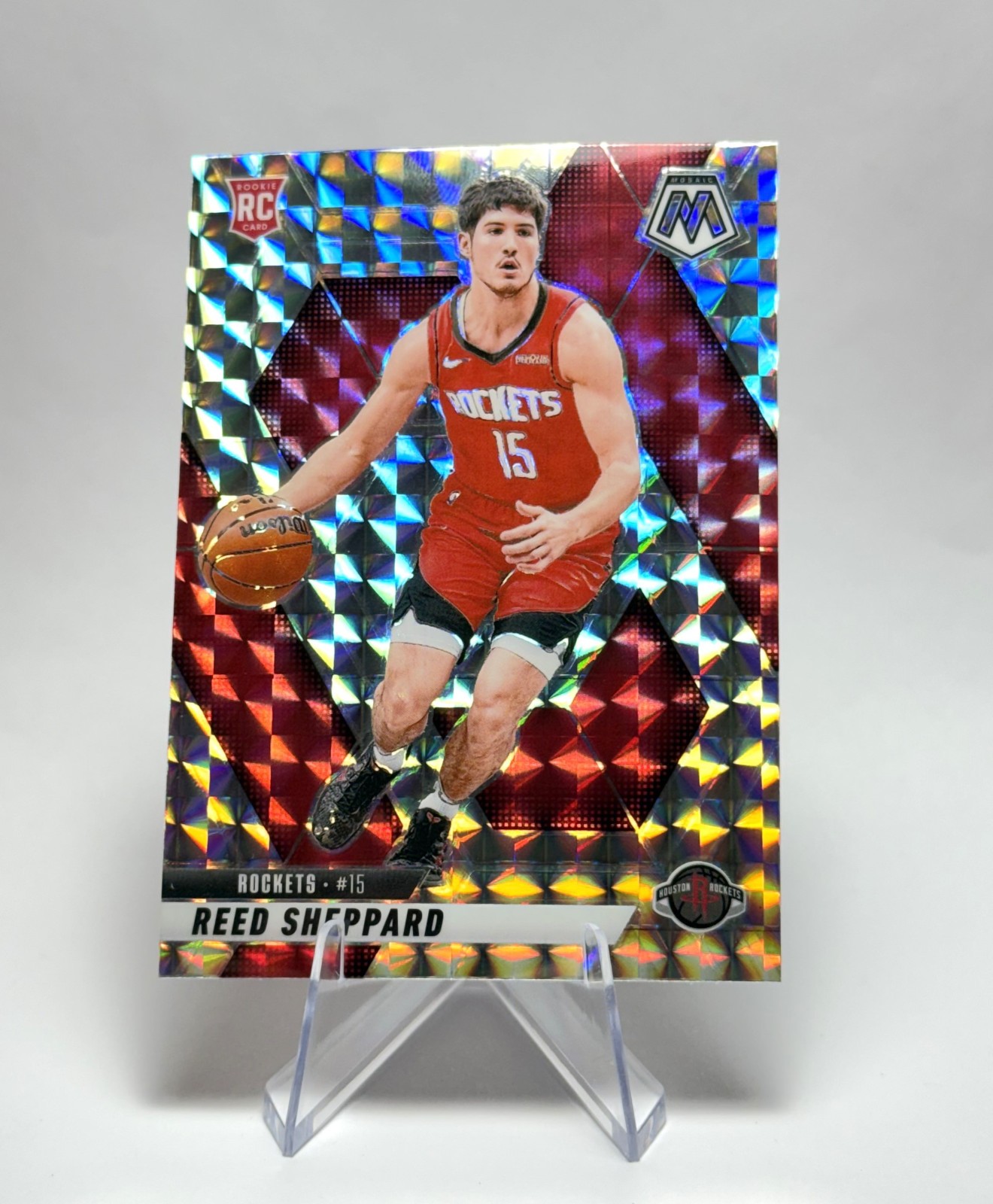 Reed Sheppard 2024-25 Mosaic Silver Mosaic #249 (RC) - HOUSTON ROCKETS GM-MT