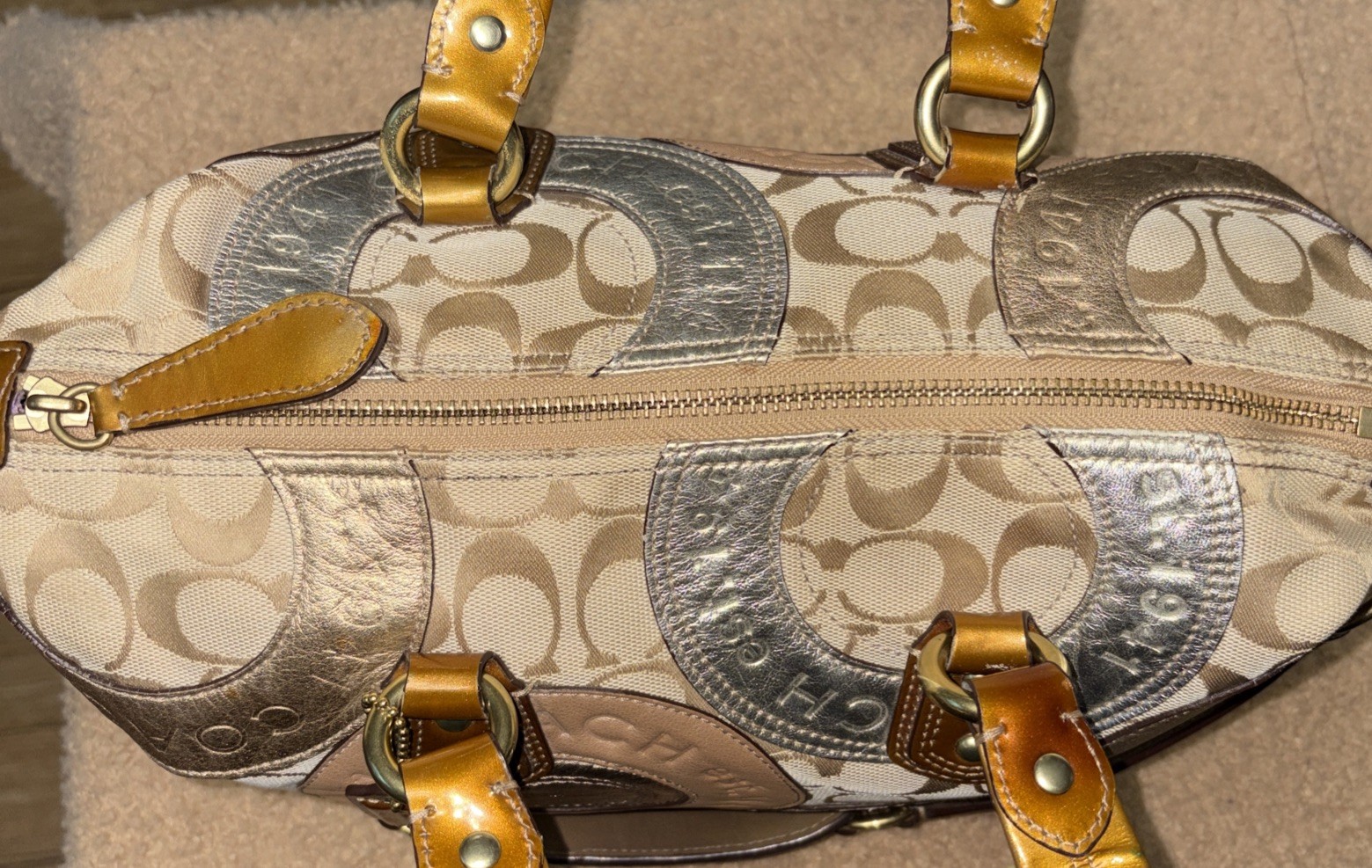 Coach Ashley Metallic Patchwork monogram handbag … - image 9