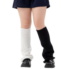 Leg Warmers for Women, Cute Long Chunky Knit Leg Warmer Socks 1 Pairs-white/b...