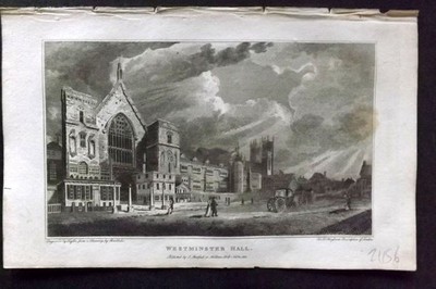 Hughson 1805 Antique Print. Westminster Hall, London