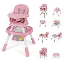 INFANS 9 in 1 High Chair Convertible Baby Table and Chair Set Pink