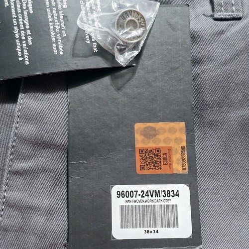 Harley Davidson Men's 38x34 Woven Dark Gray Cargo Denim Biker Pants 96007-24VM - Picture 11 of 13