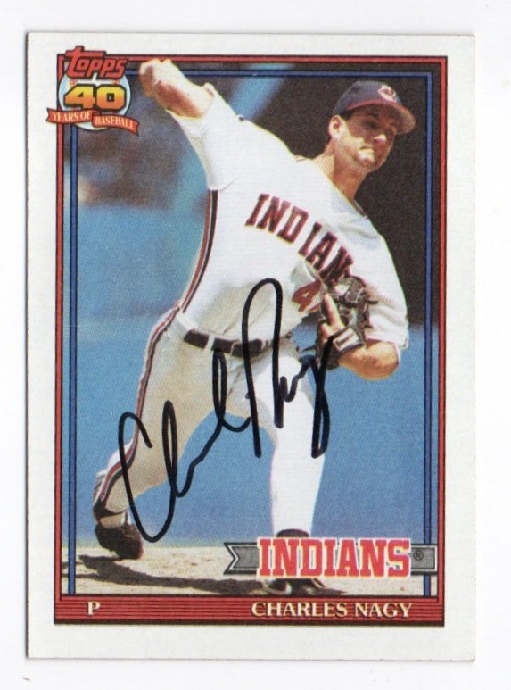 CHARLES NAGY CLEVELAND INDIANS 1991 TOPPS IP/TTM AUTOGRAPH AUTO