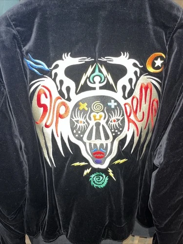 SS21 Supreme Clayton Patterson Skulls Embroidered Velvet MA-1 Bomber Jacket XL image 5