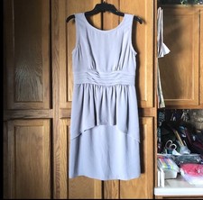 BCBGMAXAZRIA Rhea Sleeveless Chiffon Peplum Waist Short Dress Opal Gray Size 8