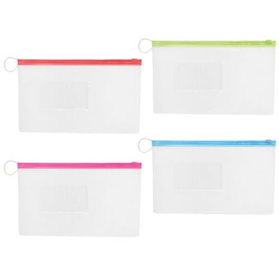 Vinyl Pouches Clear w/Colored Trim Pouch, 10'' W x 6''H, 144/Pkg.