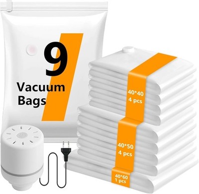 Vakuumbeutel für Kleidung mit Elektrischer Luftpumpe, 9 Stück Vacuum Bags (4x 4