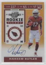 2019 Contenders Optic Rookie Ticket Orange Prizm 11/50 Hakeem Butler Auto 0c6