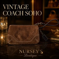 Vintage Y2K Coach Soho Brown Suede Leather Wristlet Clutch