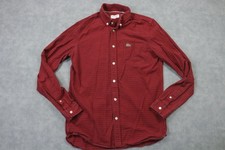 Lacoste Shirt Mens Small Red Check Flannel Long Sleeve Button Down Casual Top