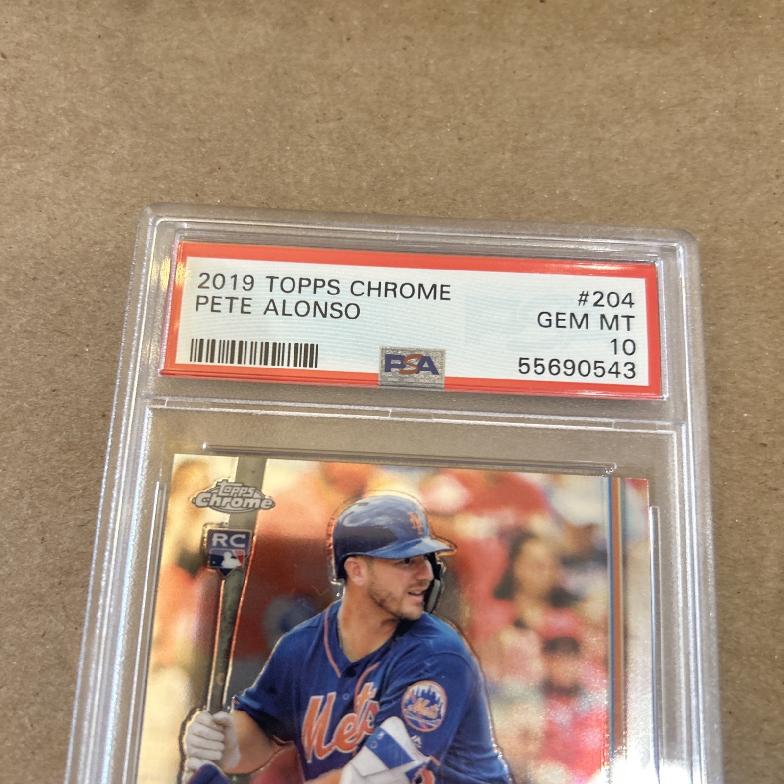 2019 Topps Chrome Pete Alonso RC PSA 10 view 3