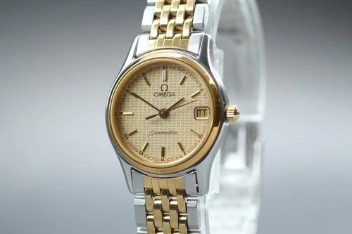 [NEAR MINT] Vintage OMEGA Seamaster Cal.1426 Gold Dial Qz Womens Watch  JAPAN