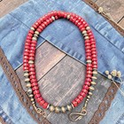 24" NAVAJO Desert Pearl Red Coral Beads Western Native Southwest Boho Necklace — photo 3