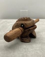 Handcrafted Thai Wooden Lucky Frog Percussion Instrument Croaking 2.5 X 1.5 Inch