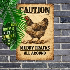 Farm Warning Beware of Chicken 8x12 Funny Poultry Metal Tin Sign Home Decor