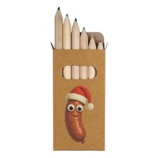 6 x 'Funny Christmas Sausage' Short Colour Pencils PE00085212