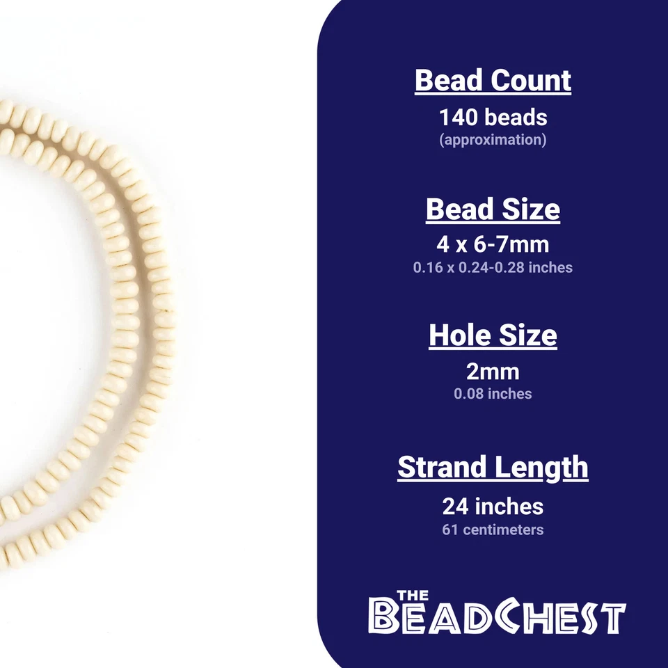 Cuentas de donut de vidrio Java beige 6 mm Indonesia disco blanco agujero grande hilo de 24 pulgadas Foto 4 de 4