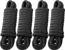 4 Pack 3/4 x 25 Dock Lines Double Braided Boat Ropes Black Heavy Duty PACTHSD