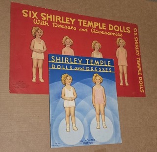 RARE Vintage Shirley Temple Paper Dolls Lot Saalfield #2112 & #281 1930s Exc