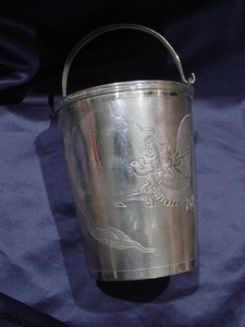 C1910 Siukee Silver  Hand Hammered Chinese Ice Bucket 5.5"H