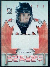 KYLE TURRIS  07/08 AUTHENTIC PIECE OF A TEAM CANADA GAME-USED JERSEY /100