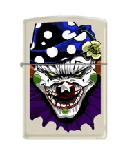 Zippo Windproof Cream Colored Lighter With Evil Clown, 24468, New In Box