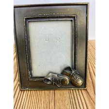 Brass Picture Frame Baby Shoes holds 2 3/4" x 3 3/4"