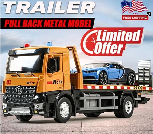 1/24 Flatbed Transport Truck Car Carrier Alloy Diecast Car Model Toy for Kids