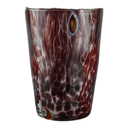 Murano Glass Drinking Tumbler Red Purple Multi Millefiori - Picture 2 of 4